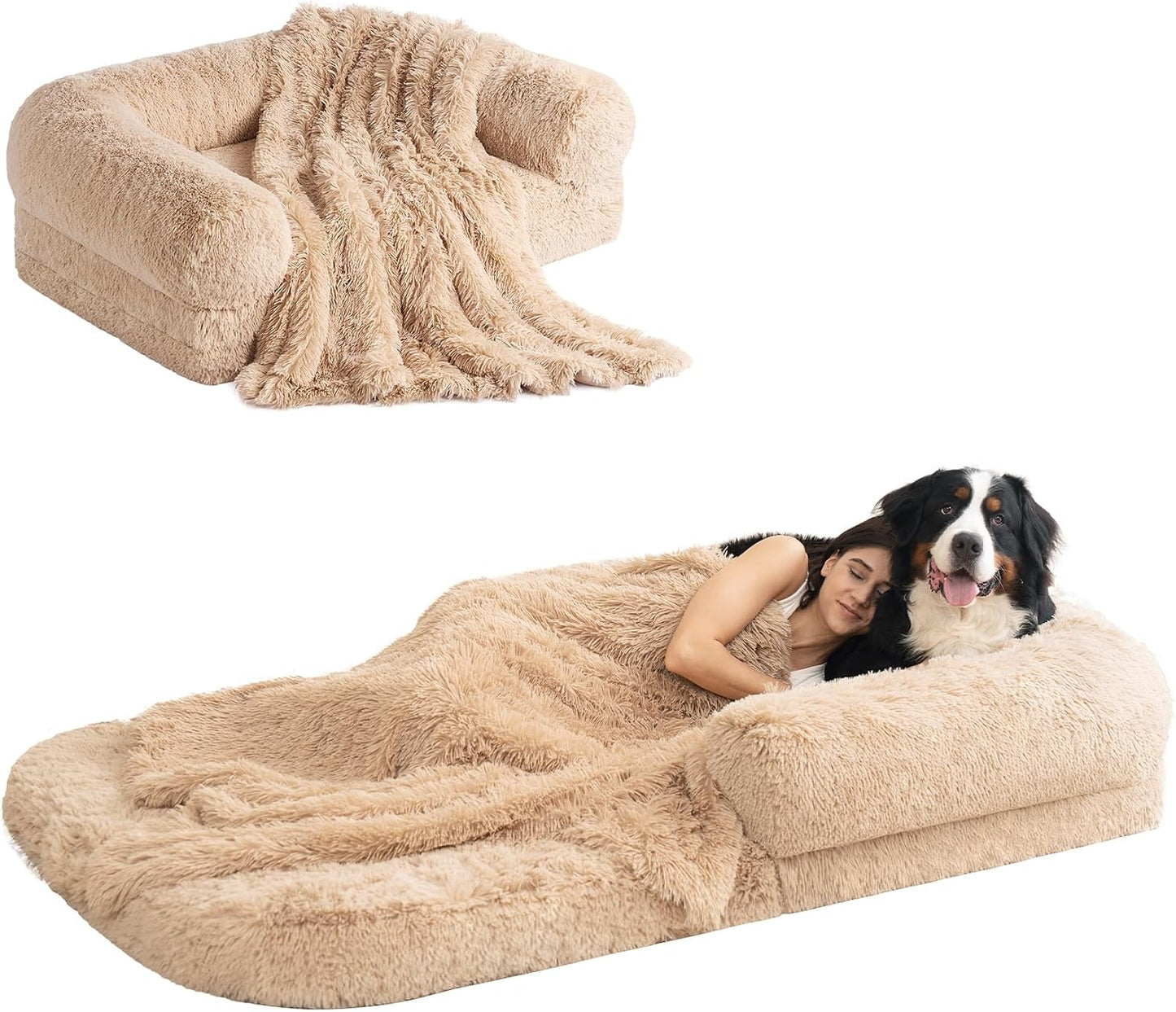 Foldable Human Dog Bed - 72x44x11, Grey