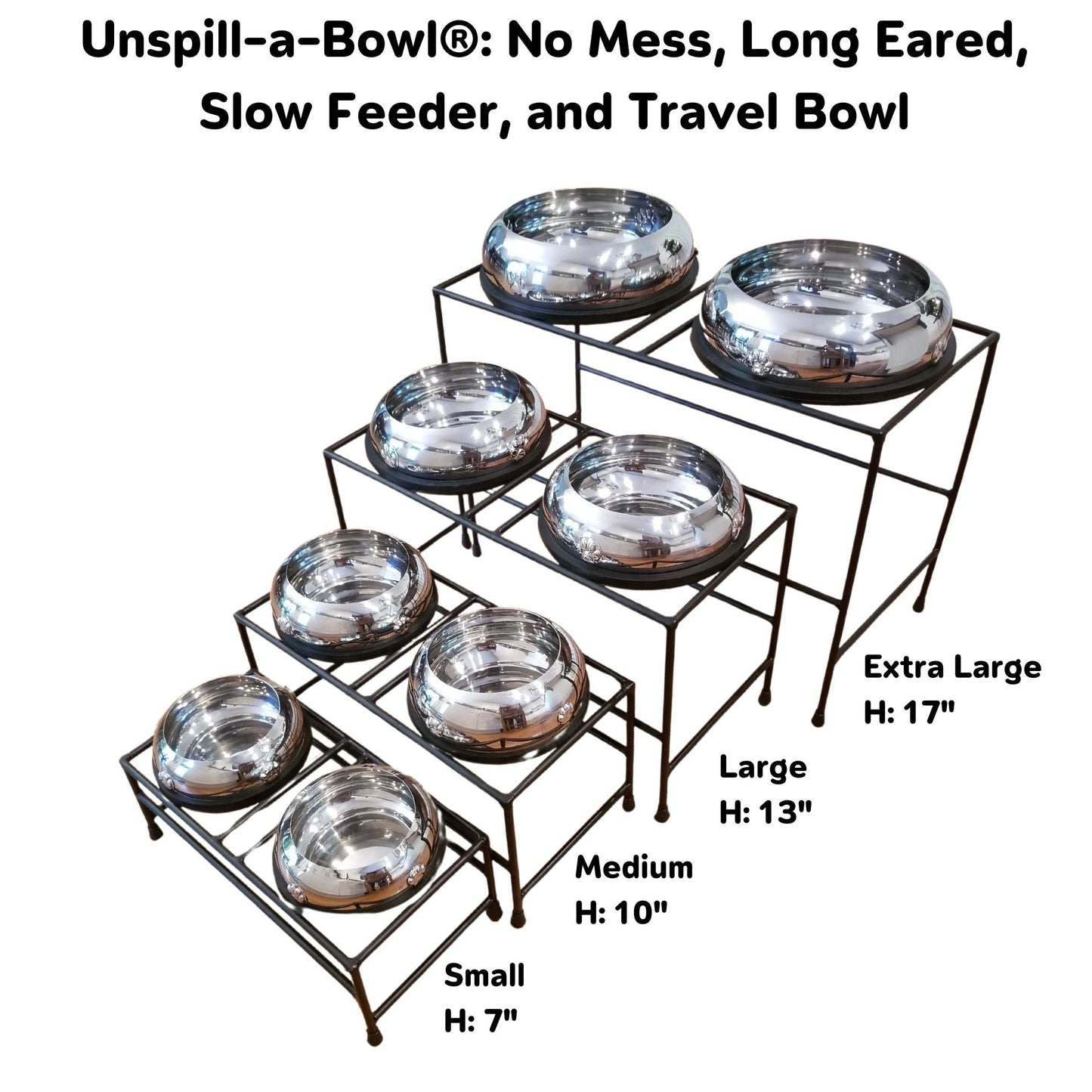 Adjustable Double Bowl Elevated Dog Feeder – Stainless Steel Stand for Raw, Wet & Dry Food – Small to XL Sizes