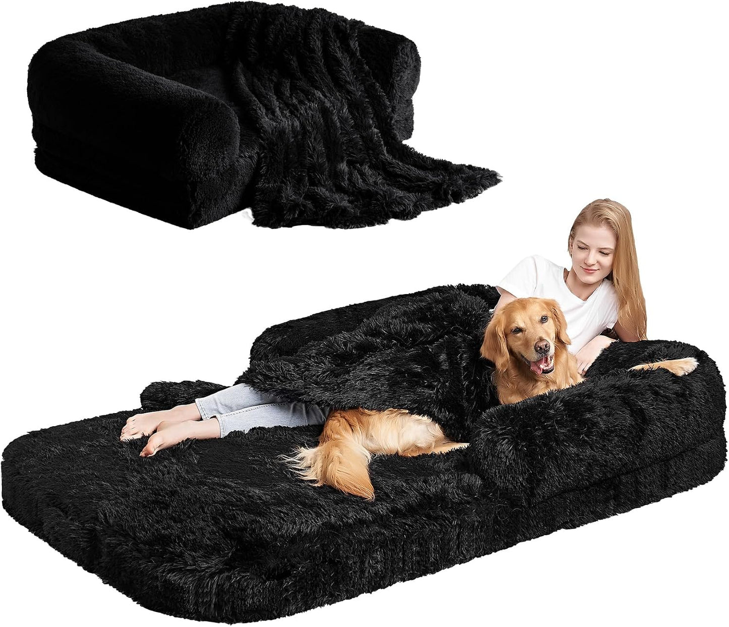 Foldable Human Dog Bed - 72x44x11, Grey