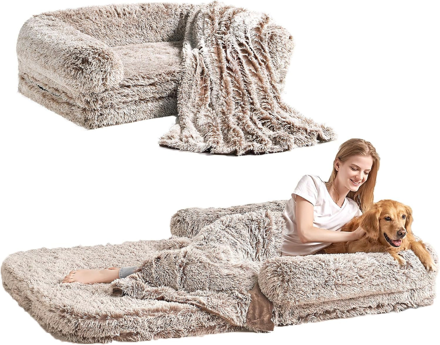 Foldable Human Dog Bed - 72x44x11, Grey