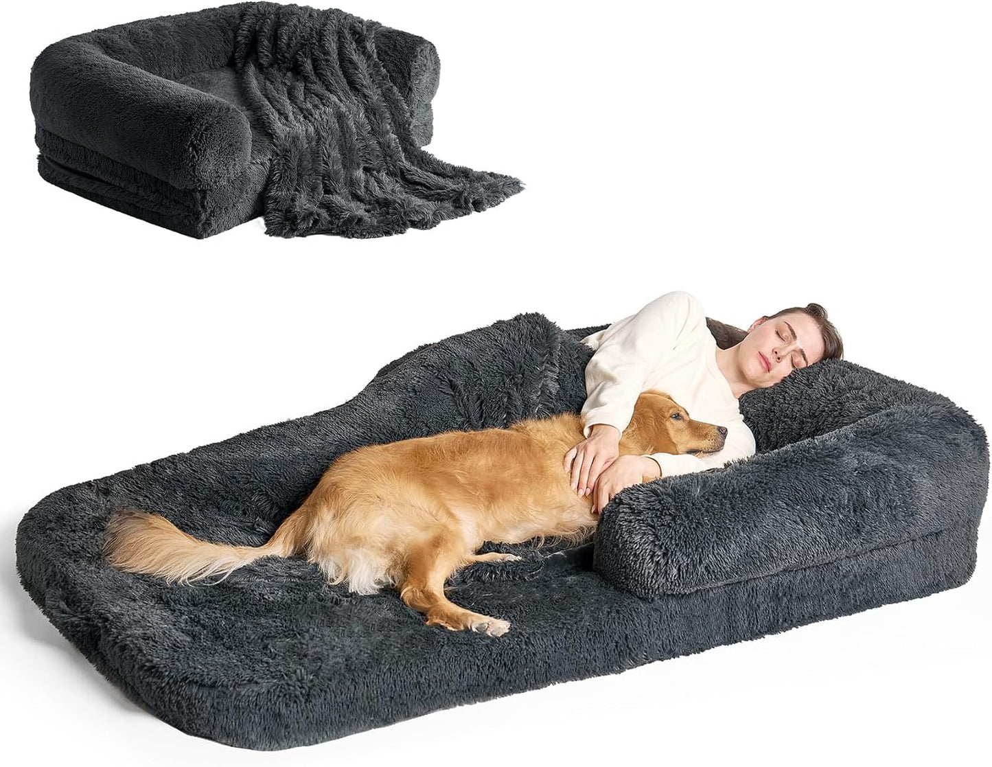 Foldable Human Dog Bed - 72x44x11, Grey