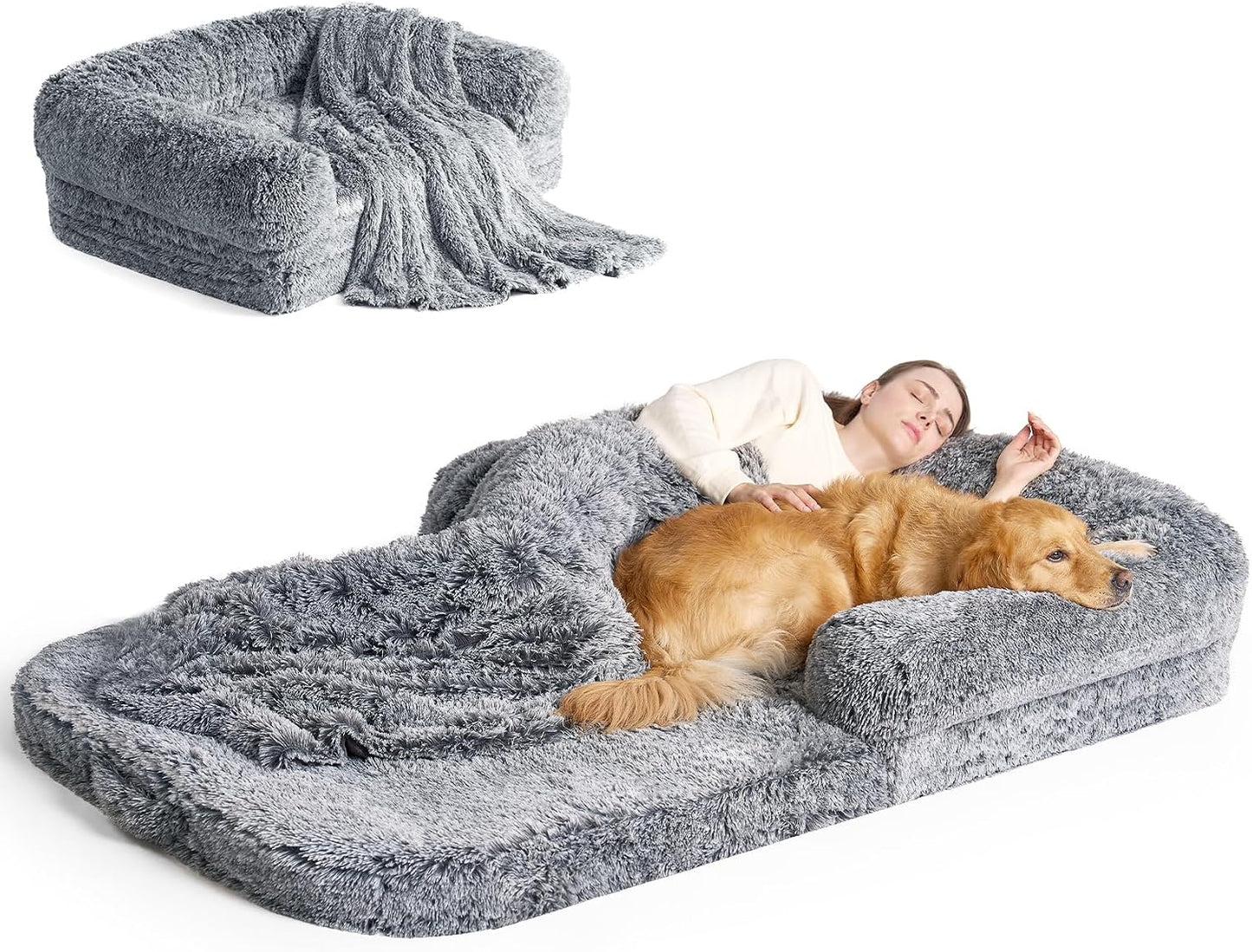 Foldable Human Dog Bed - 72x44x11, Grey