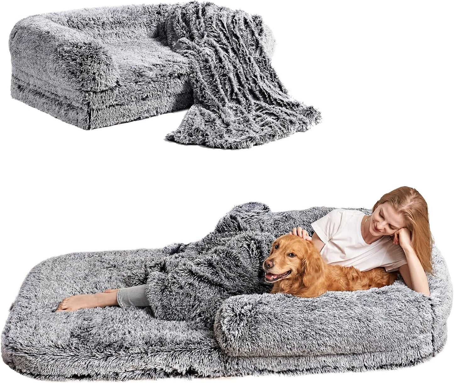 Foldable Human Dog Bed - 72x44x11, Grey
