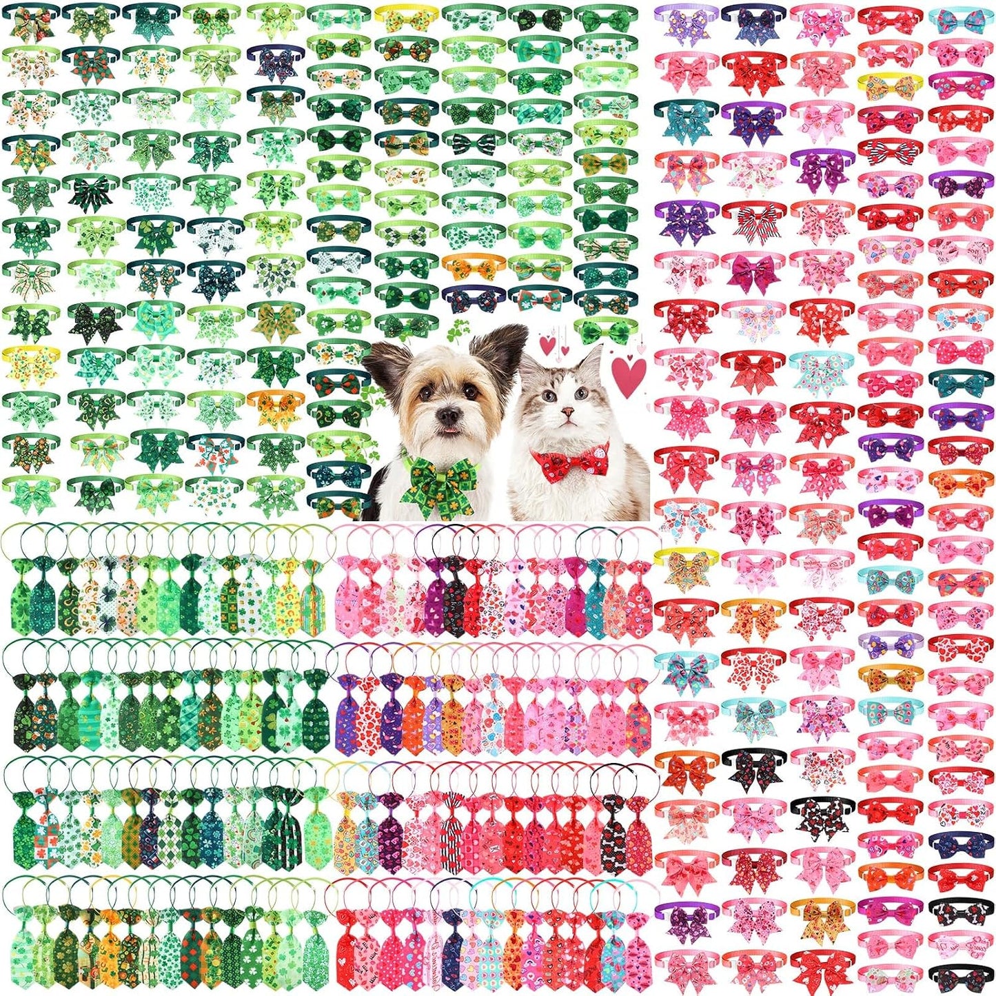360 Pcs Halloween Dog Bow Ties Collars Set Adjustable Dog Neckties