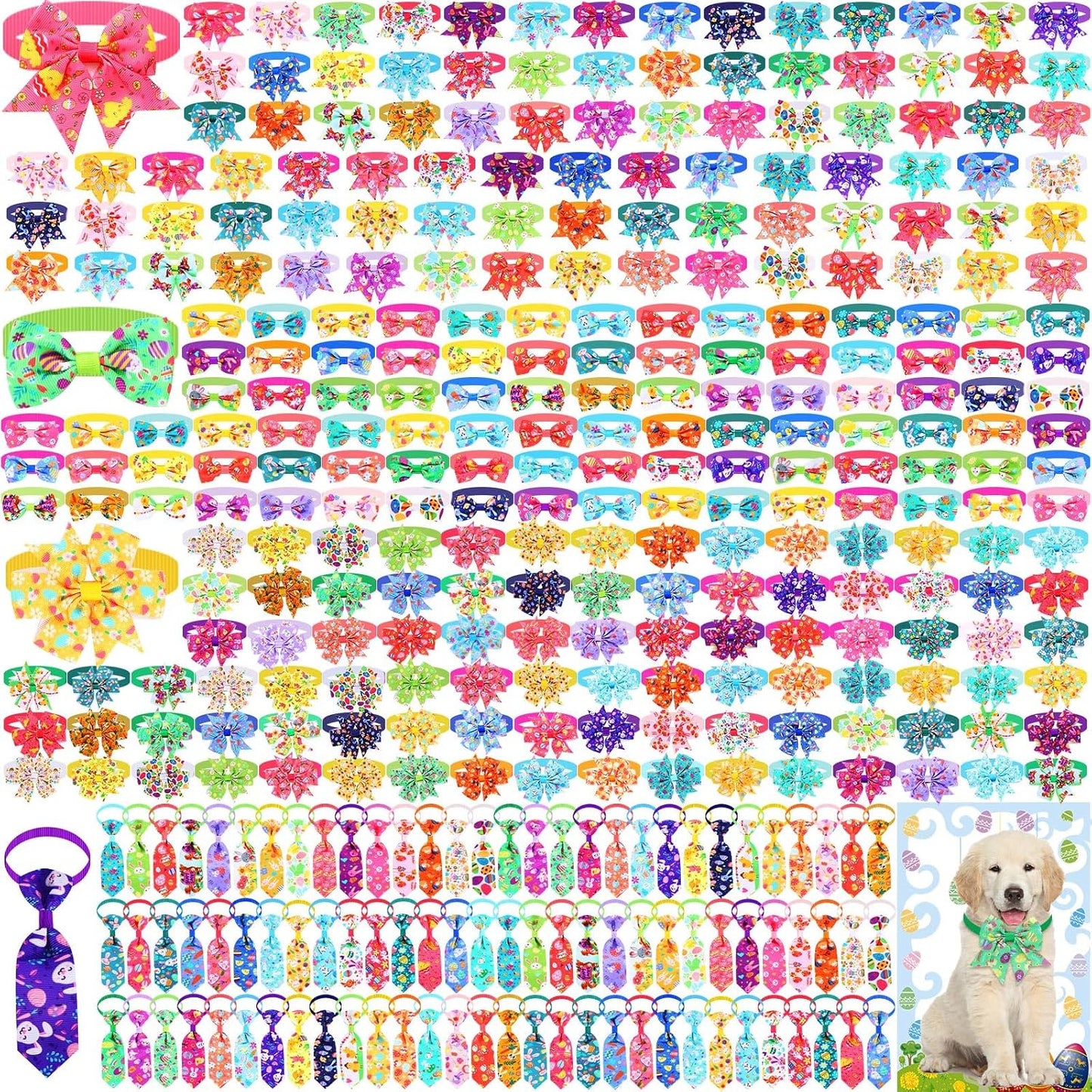 360 Pcs Halloween Dog Bow Ties Collars Set Adjustable Dog Neckties