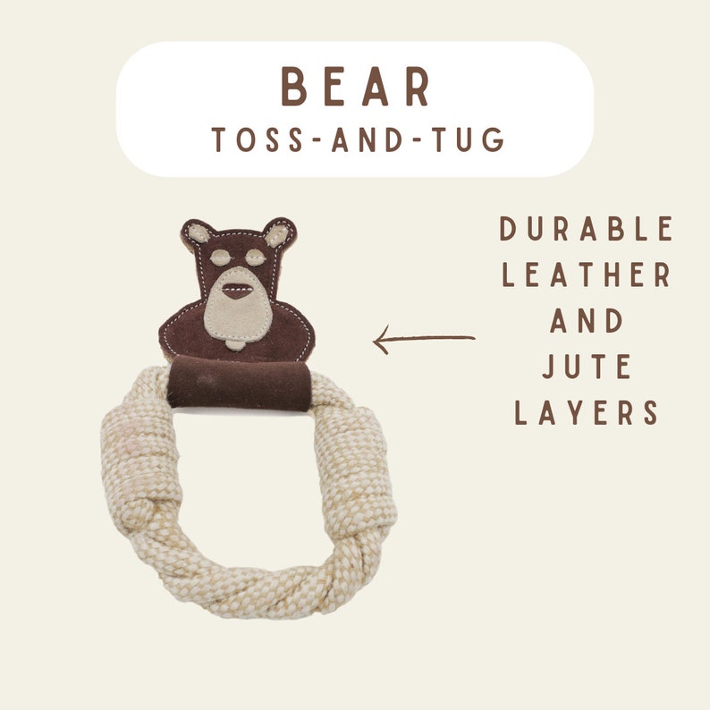 All Natural, Triple Stitched Pet Tug Toy. Durable, pet-safe and eco-friendly.